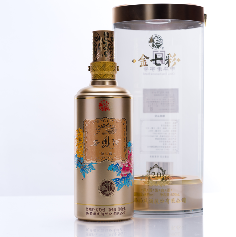 金七彩 西鳳酒 20年 52度 500ml 中国白酒 鳳香型 高級酒 正規品 ギフト箱付